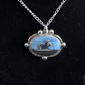 Flying Dove with Branch Over Land necklace